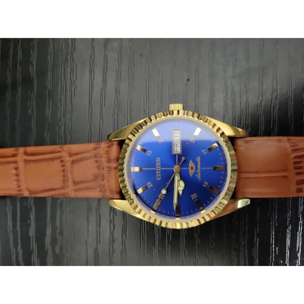 RARE Pristine Vintage Citizen Eagle 7 Men's Automatic Leather Watch - Picture 3 of 6